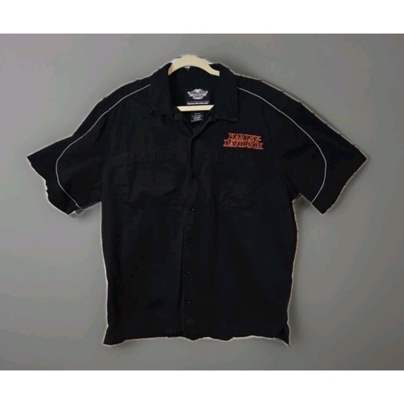 Harley-Davidson Other - Harley Davidson Shirt Mens XL Black Flame Skull Mechanic Button Down Motorcycle